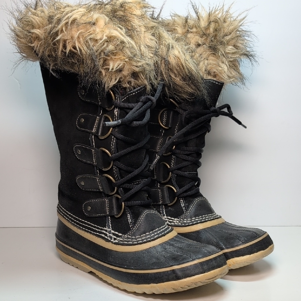 Sorel Joan of Arctic waterproof black suede winter boots womans size 9 EU 41.5